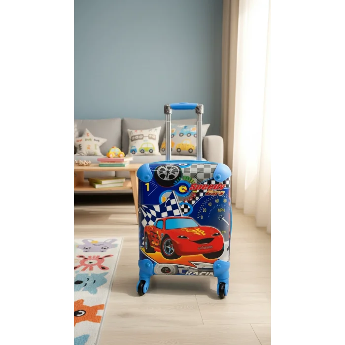 Speedy Cars Premium Mavi Erkek Çocuk Valizi