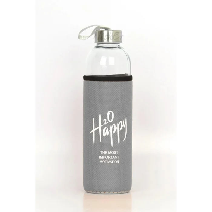 Premium Gri Kılıflı Cam Matara 1000ml – Şıklık