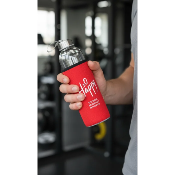 Premium Kılıflı Cam Matara 1000 ml – Kırmızı