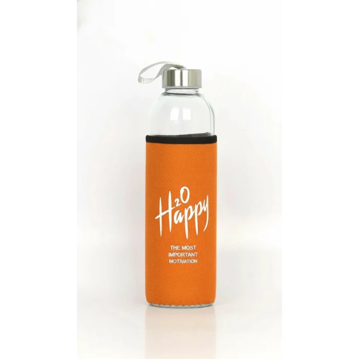 Turuncu Kılıflı Cam Matara 1000ml – Şıklık ve Yeni Başlangıç