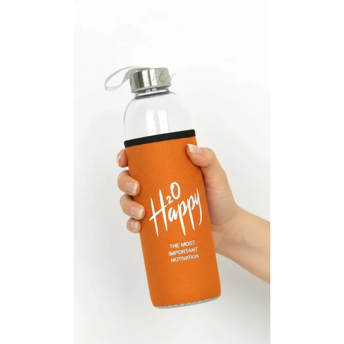 Turuncu Kılıflı Cam Matara 1000ml – Şıklık ve Yeni Başlangıç