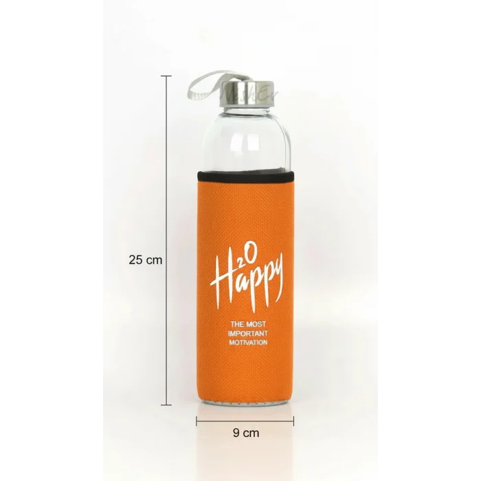 Turuncu Kılıflı Cam Matara 1000ml – Şıklık ve Yeni Başlangıç