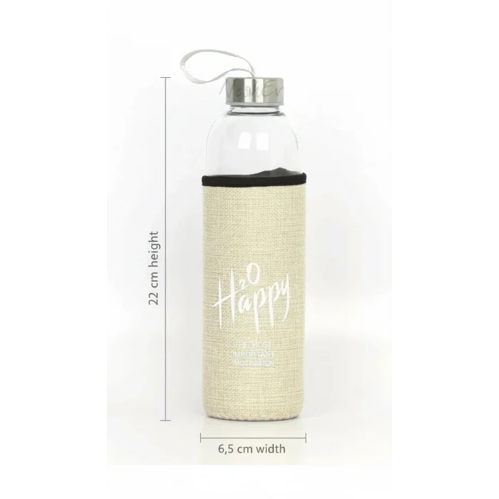 Sarı Kılıflı Premium Cam Matara 500 ml – Şık Su Taşıma Çözümü