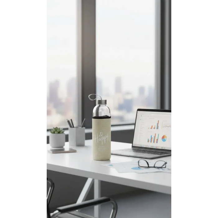 Sarı Kılıflı Premium Cam Matara 500 ml – Şık Su Taşıma Çözümü