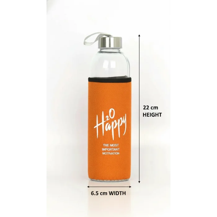 Turuncu Kılıflı Cam Matara 500ml – Şıklık ve Sağlıkta Yeni Başlangıç