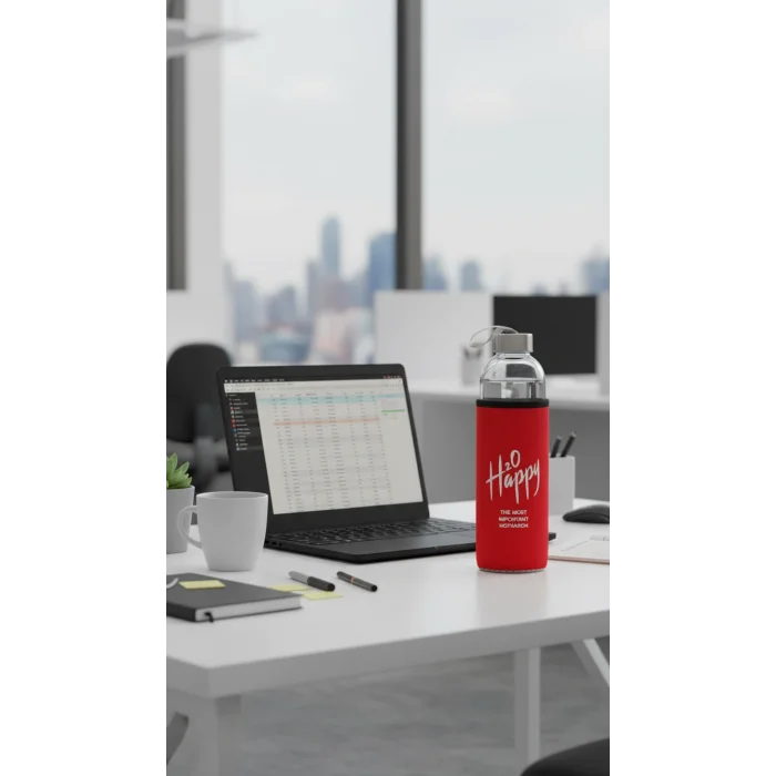 Premium Kılıflı Cam Matara 750ml – Kırmızı