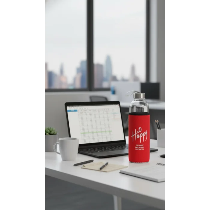 Premium Kılıflı Cam Matara 750ml – Kırmızı