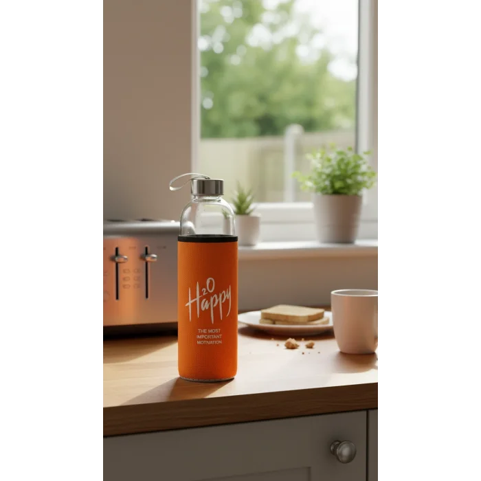 Premium Kılıflı Cam Matara 750ml – Kırmızı