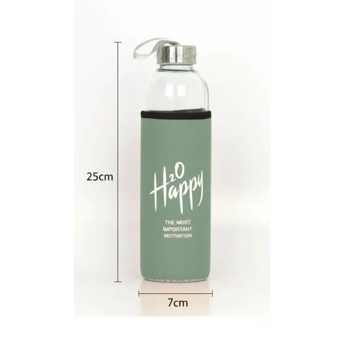 Premium Fıstık Yeşili Kılıflı Cam Matara 750 ml – Lüks ve Sağlıklı Taşıma