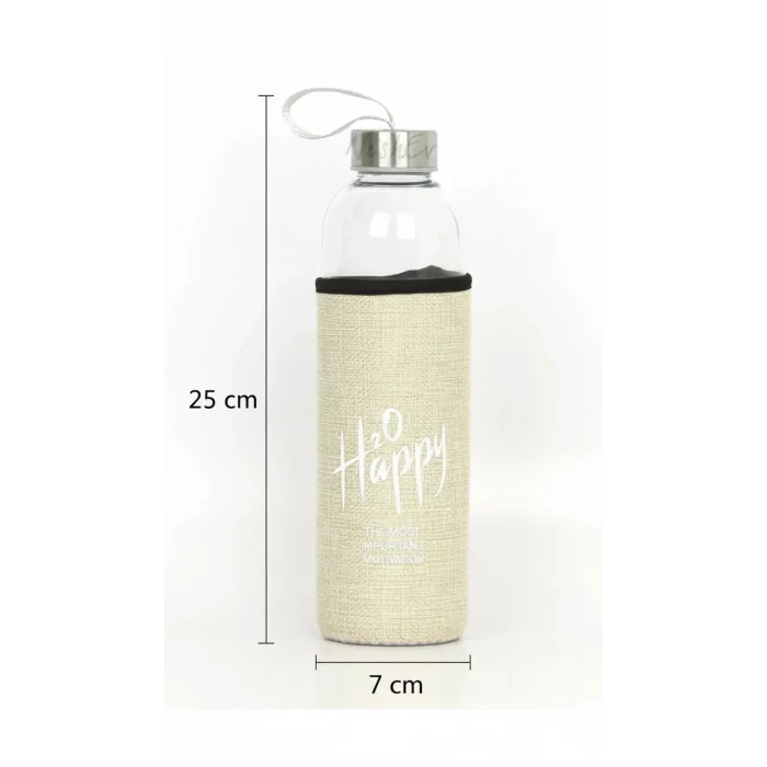 Sarı Kılıflı Cam Matara 750 ml – Özel Tasarım İçecek Taşıyıcı