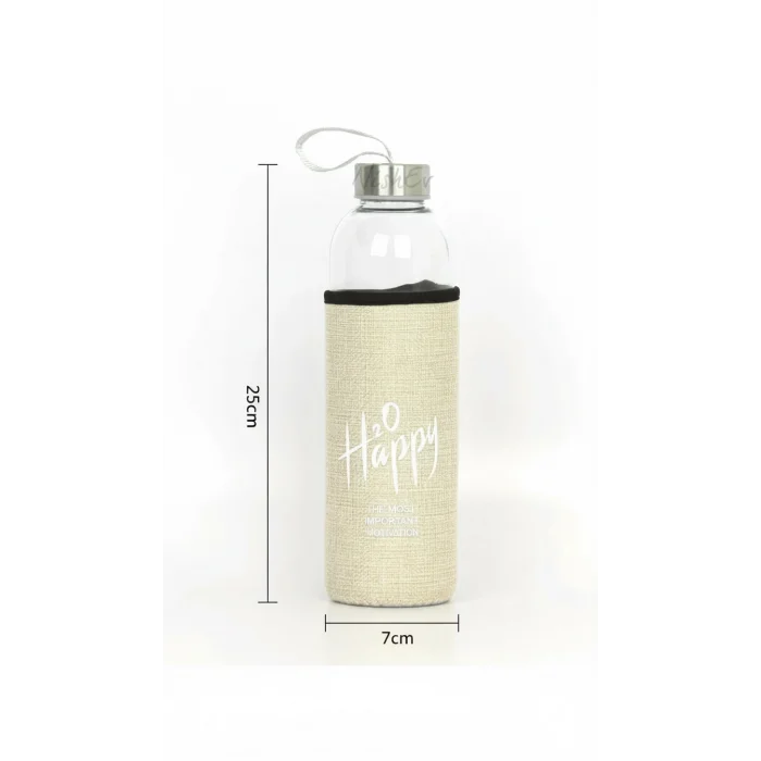 Sarı Kılıflı Cam Matara 750 ml – Özel Tasarım İçecek Taşıyıcı