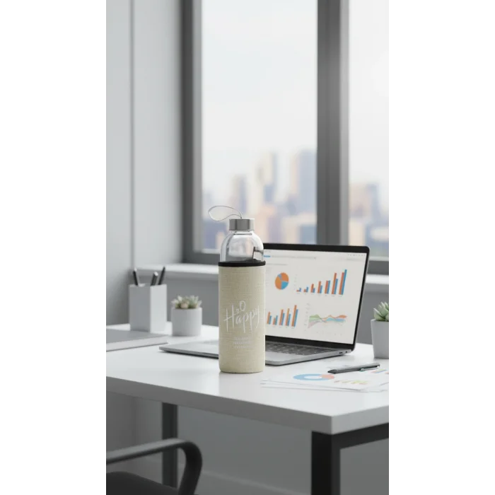 Sarı Kılıflı Cam Matara 750 ml – Özel Tasarım İçecek Taşıyıcı