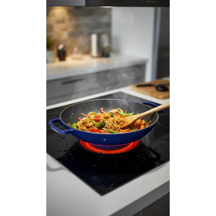 Sürel Wok Tava 35 Cm Koyu mavi Demir Döküm