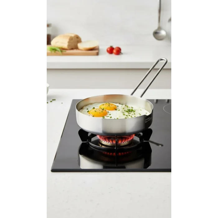 Premium 14 cm Yarım Çember Paslanmaz Çelik Çok Amaçlı Yumurta & Sos Tavası