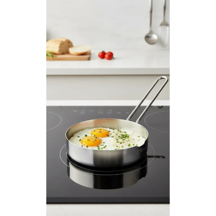Premium 14 cm Yarım Çember Paslanmaz Çelik Çok Amaçlı Yumurta & Sos Tavası