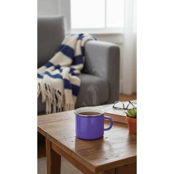 İtalyan Emaye Kupa 10cm -mavi