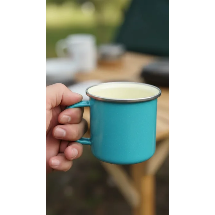 İtalyan Premium Emaye Kupa –turkuaz