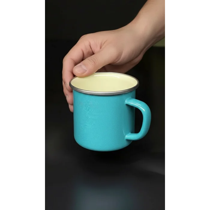 İtalyan Premium Emaye Kupa –turkuaz