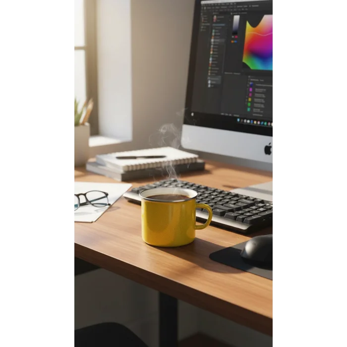 İtalyan Emaye Kupa 10 cm – sarı