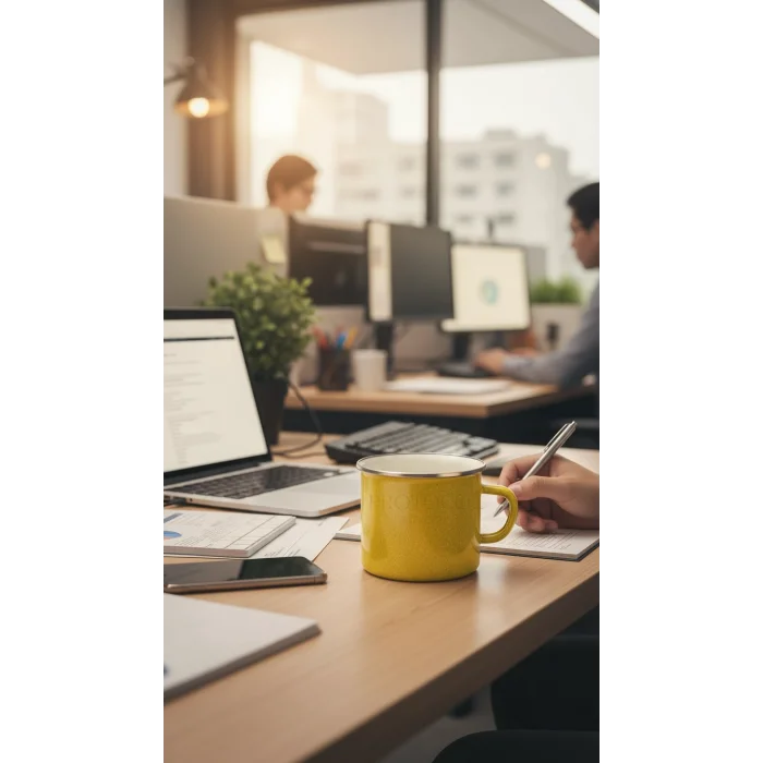 İtalyan Emaye Kupa 10 cm – sarı