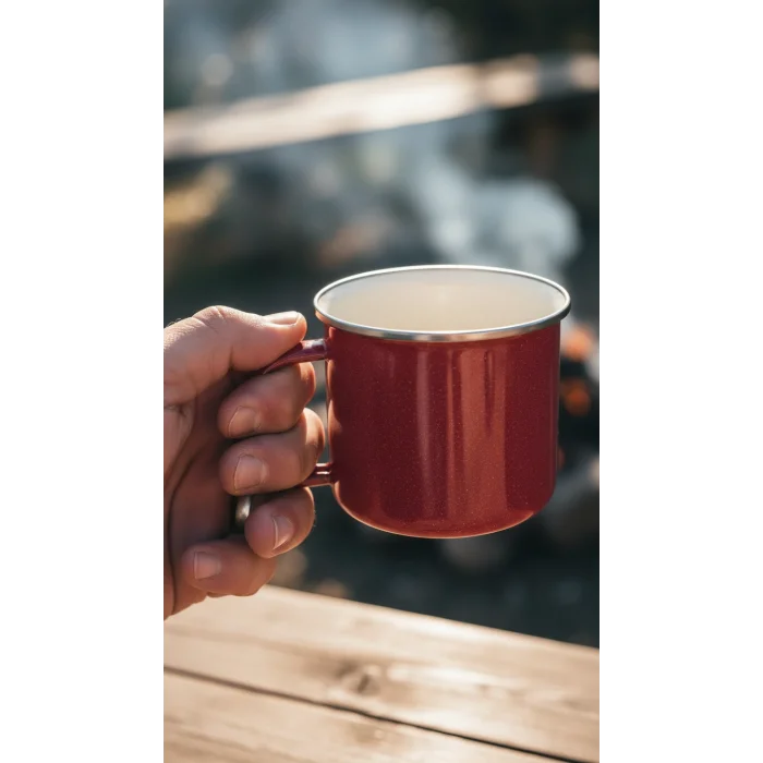 İtalyan Lüks Emaye Kampçı Kupa – Kırmızı