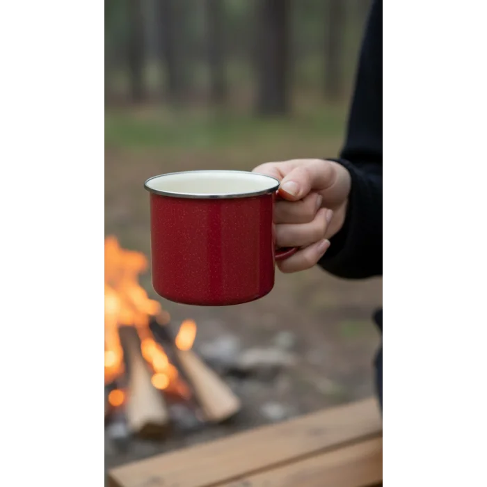 İtalyan Lüks Emaye Kampçı Kupa – Kırmızı
