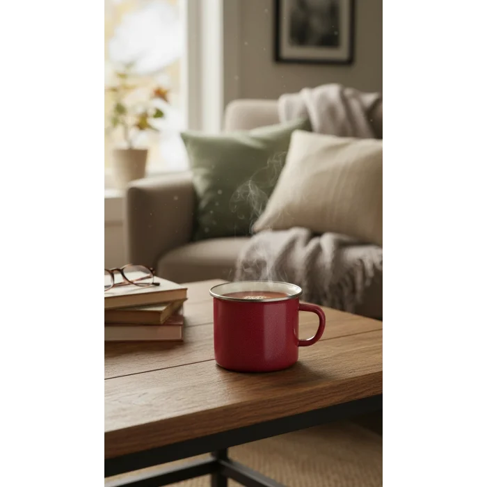 İtalyan Lüks Emaye Kampçı Kupa – Kırmızı