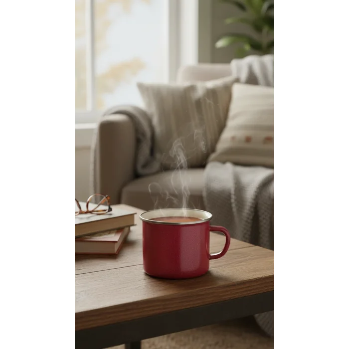 İtalyan Lüks Emaye Kampçı Kupa – Kırmızı