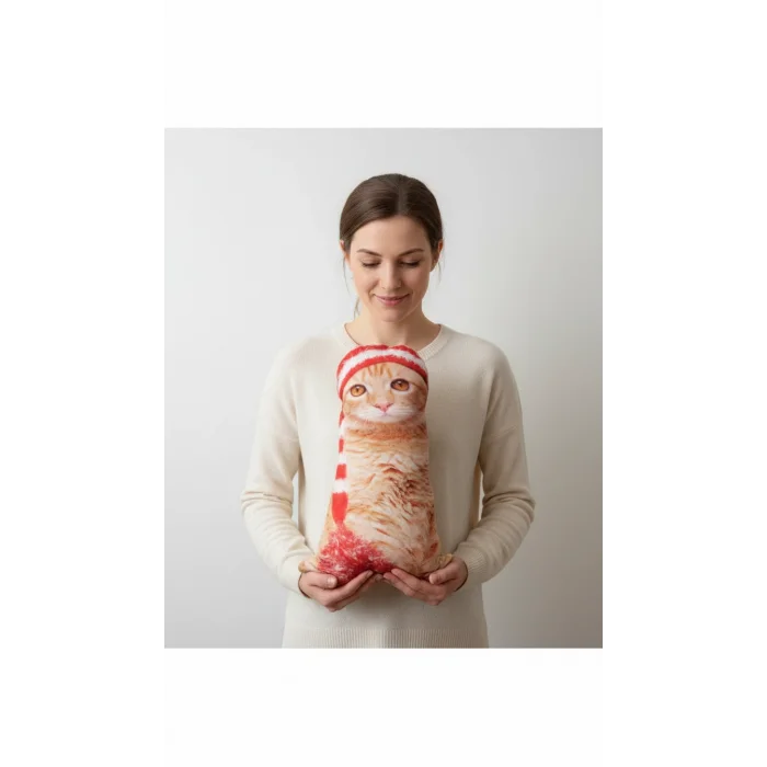 Lüks 3D kedi Motifli Yastık