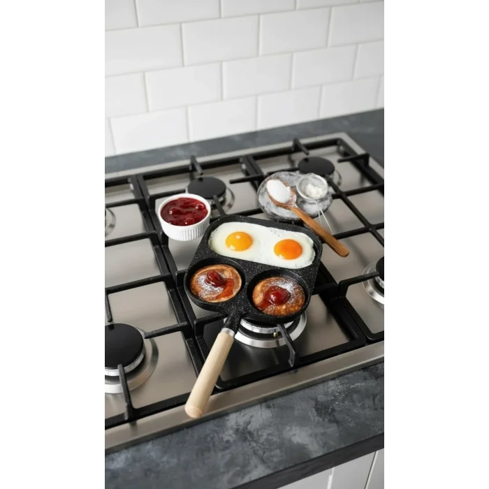 Döküm 3 Bölmeli Omlet Tavası - Krep Tavası