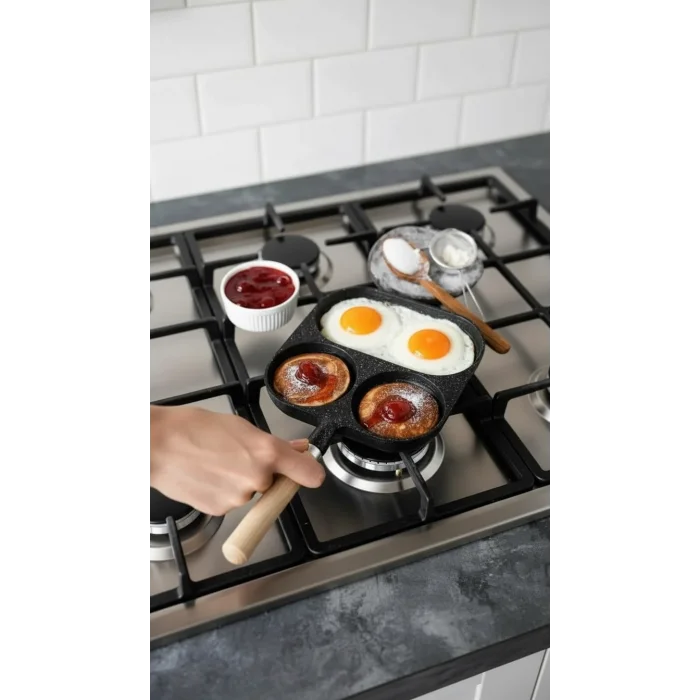 Döküm 3 Bölmeli Omlet Tavası - Krep Tavası