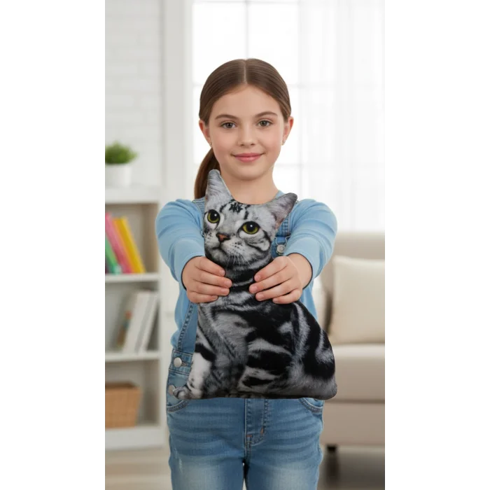 American Shorthair 3D Dijital Baskılı Lüks Kedi Yastığı