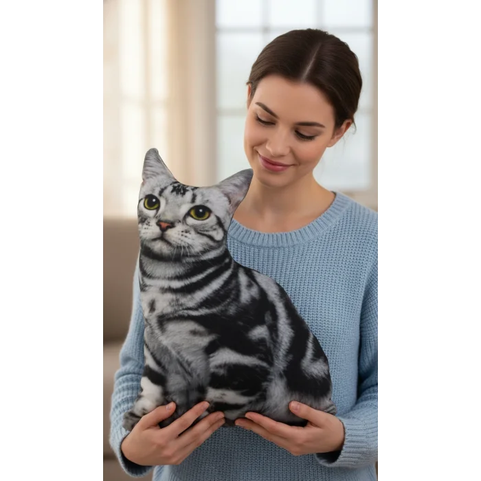 American Shorthair 3D Dijital Baskılı Lüks Kedi Yastığı
