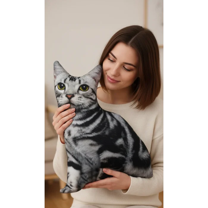 American Shorthair 3D Dijital Baskılı Lüks Kedi Yastığı