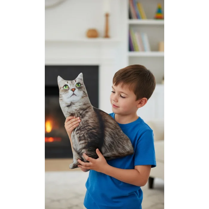 Sibirya Kedisi 3D Dijital Baskılı Lüks Yastık