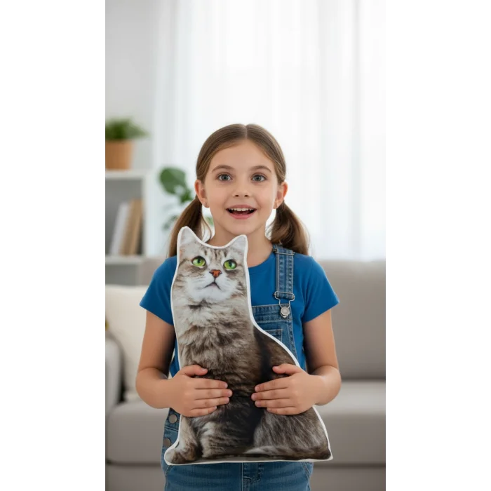 Sibirya Kedisi 3D Dijital Baskılı Lüks Yastık