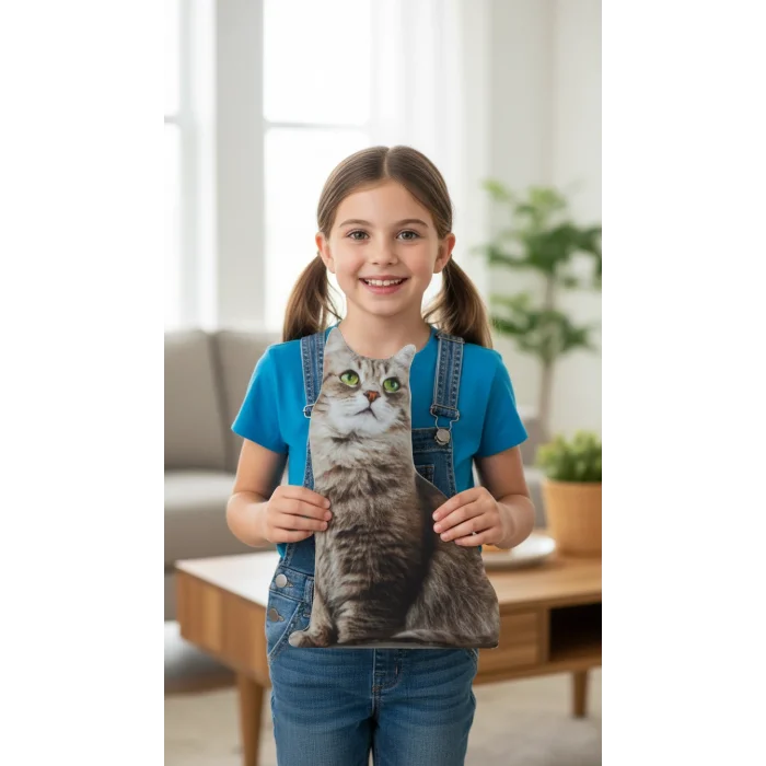 Sibirya Kedisi 3D Dijital Baskılı Lüks Yastık