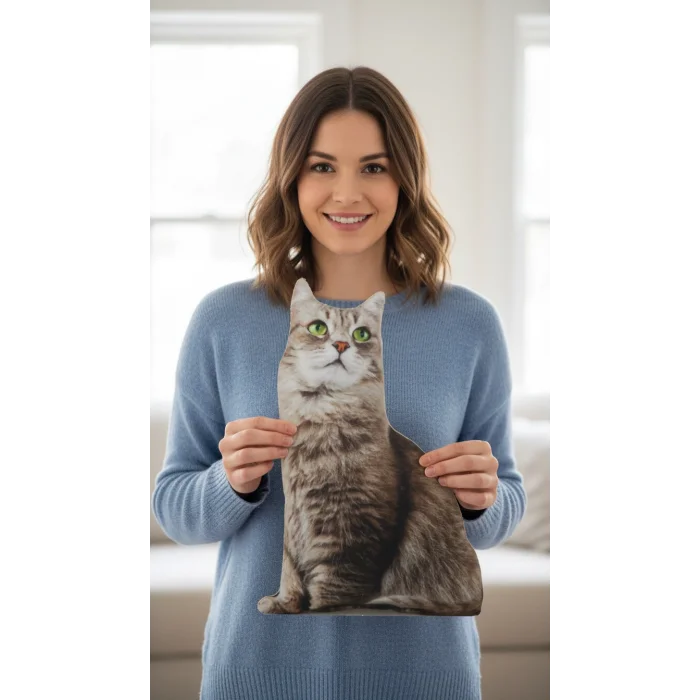 Sibirya Kedisi 3D Dijital Baskılı Lüks Yastık