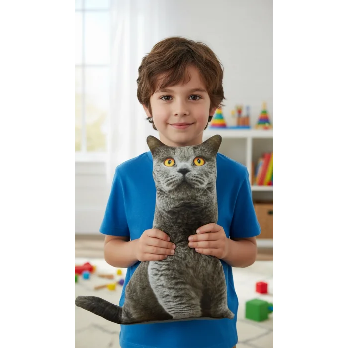 3D Dijital baskılı kedi yastık BRİTİSH SHORTHAİR kedi