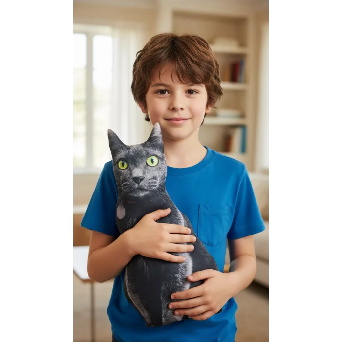 Ege Kedisi 3D Dijital Yastık – Lüks Konforlu Ev Dekoru