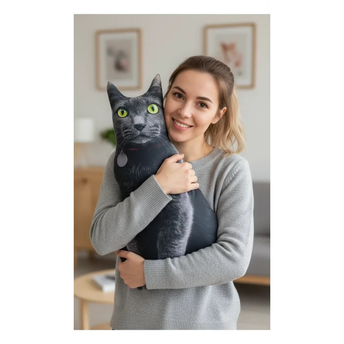 Ege Kedisi 3D Dijital Yastık – Lüks Konforlu Ev Dekoru