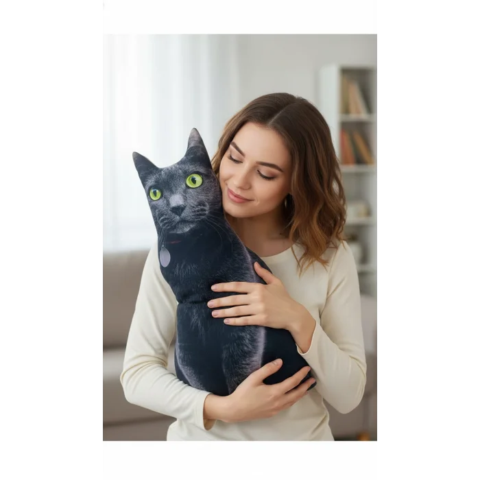 Ege Kedisi 3D Dijital Yastık – Lüks Konforlu Ev Dekoru