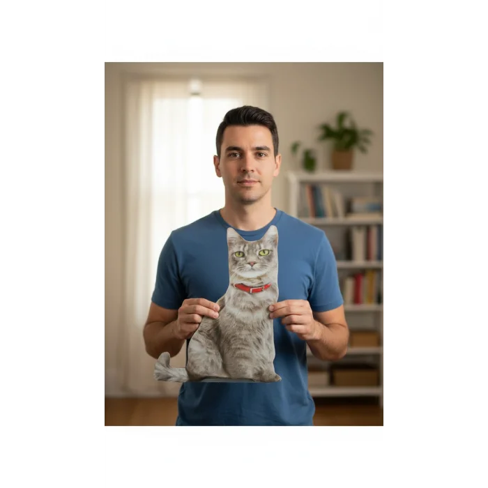 3d Dijital Baskılı Dekoratif Kedi Yastık