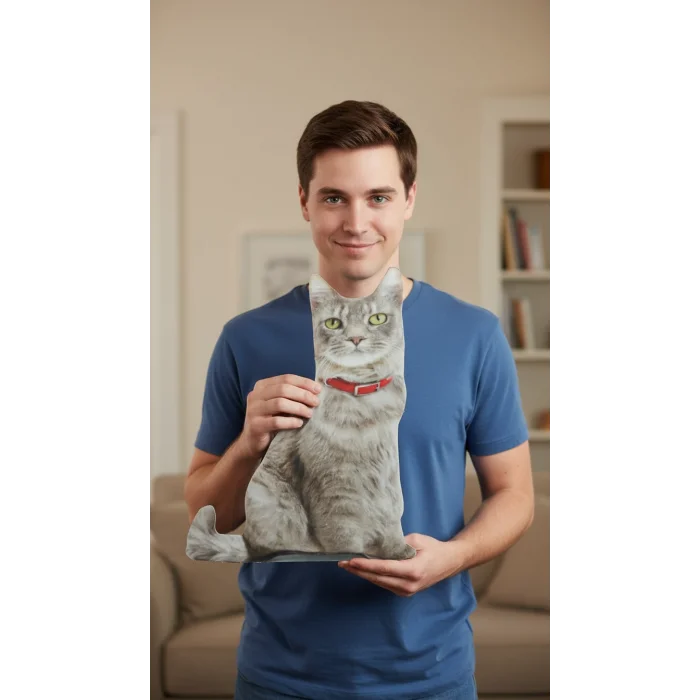 3d Dijital Baskılı Dekoratif Kedi Yastık