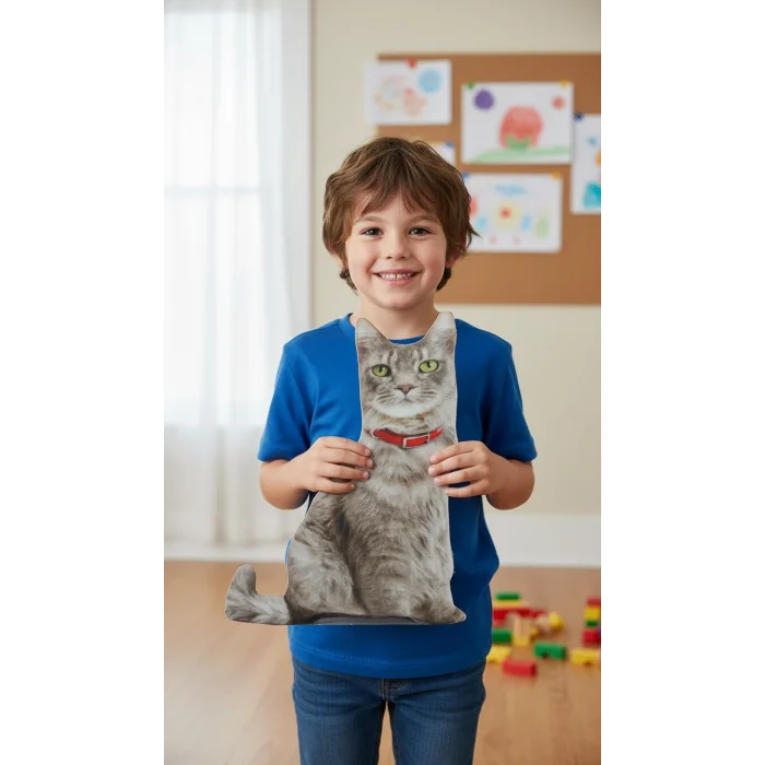 3d Dijital Baskılı Dekoratif Kedi Yastık