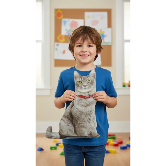 3d Dijital Baskılı Dekoratif Kedi Yastık