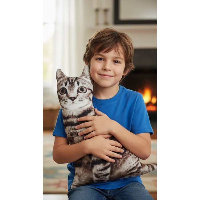3d Dijital Baskılı Dekoratif Kedi Yastık Tekir