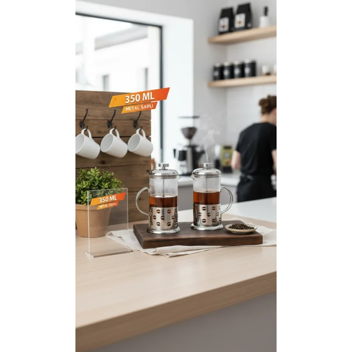 French Press - Filtre Kahve Ve Bitki Çayı Demliği 350 ml 2-adet