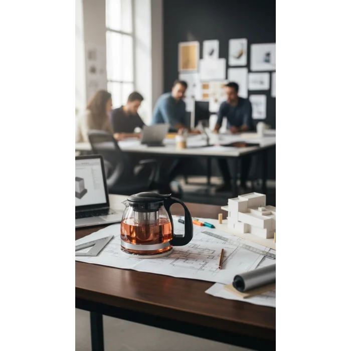 Prestijli Renkli Cam Süzgeçli Demlik 700 ml – Siyah