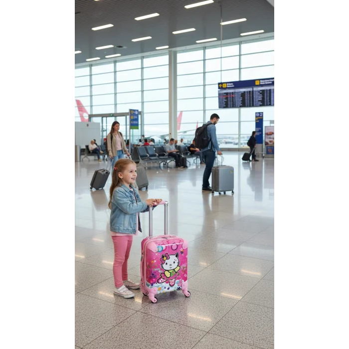 Luxe Pembe 2 Tekerlekli Kız Çocuk Valizi – ABS Şıklık